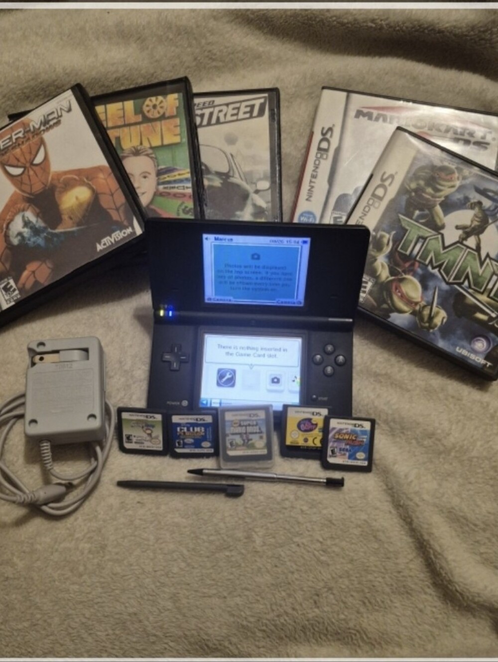 Nintendo DSi Black Console Bundle + 10 Games Mario Kart Sonic TMNT Stylus...